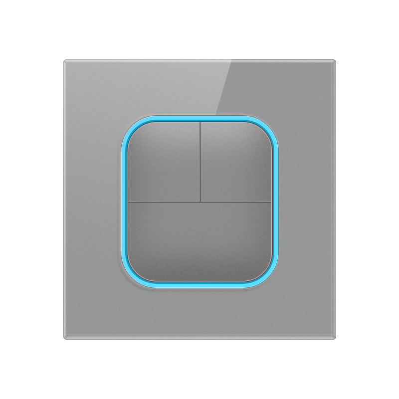 Tempered Glass Switch-A-2 3 Gang 1 Way switch-Grey